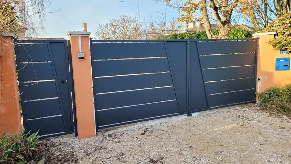 Portail et Portillon Design Oblique Gris Anthracite