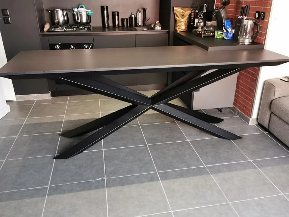 Table de Cuisine avec Piétement en Double X